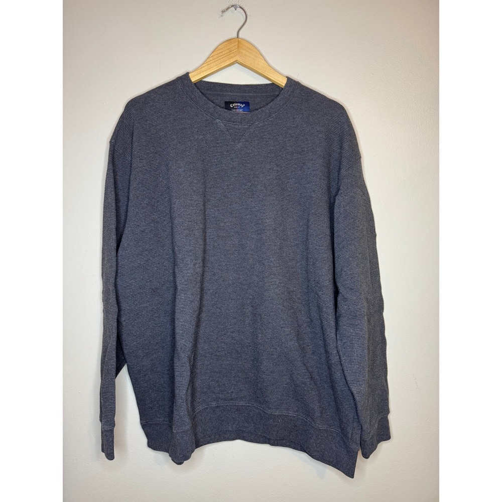 Callaway Golf Collection Men XL Gray Ribbed 100% Cotton Crewneck Sweater